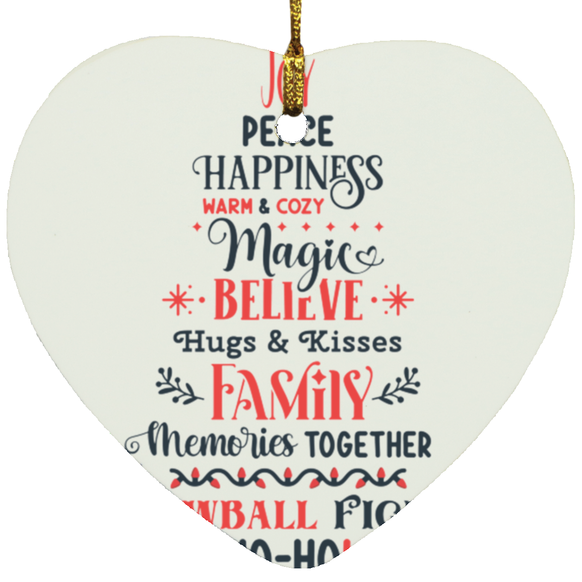 Christmas Word Art SUBORNH Heart Ornament