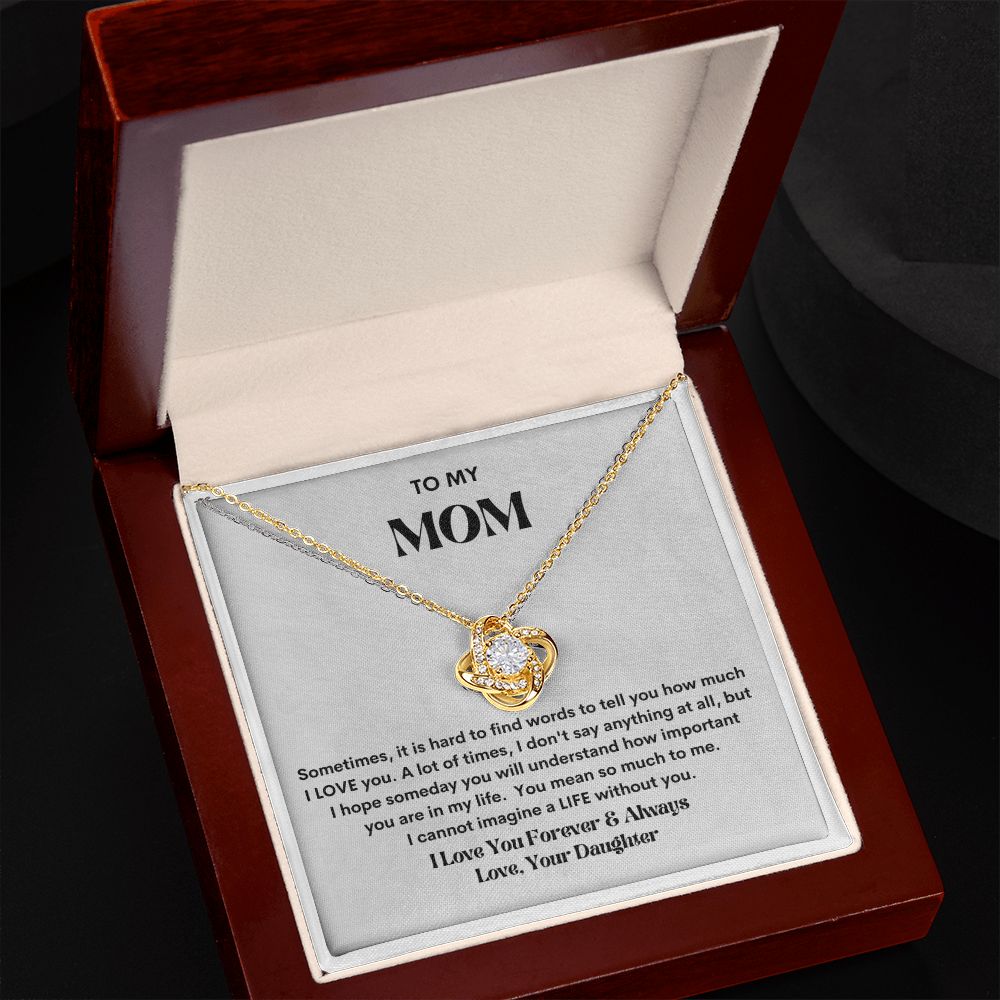 Mom Love Knot Necklace & Message Card - Mothers Day Anniversary
