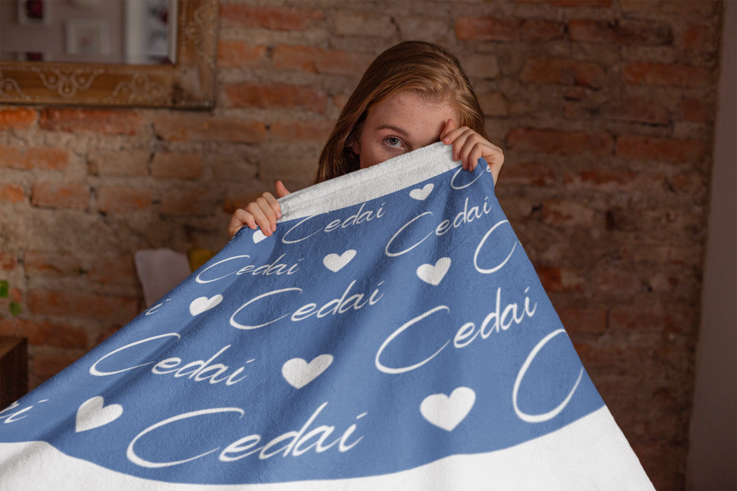 Soft Customized Name Velveteen Minky Blanket (Two-sided print) 50x60