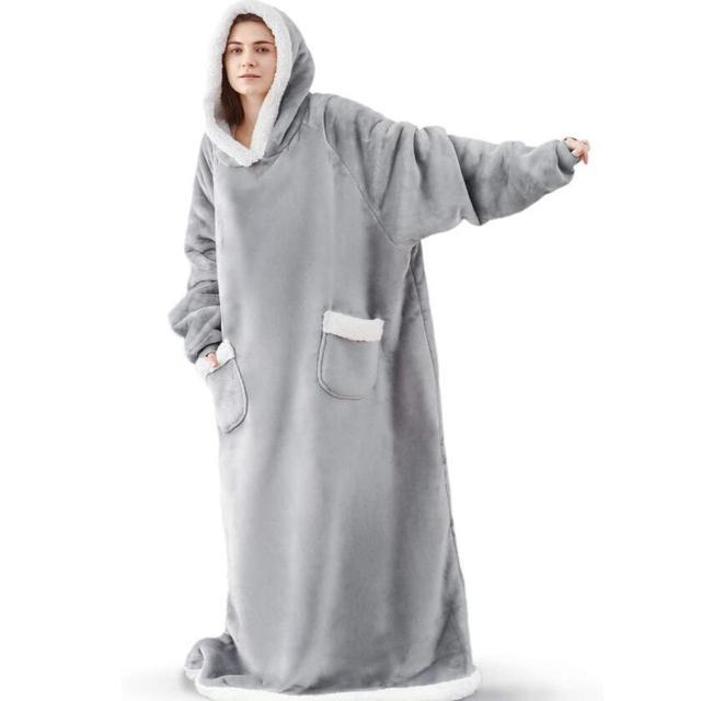 Super Long Flannel Blanket with Sleeves