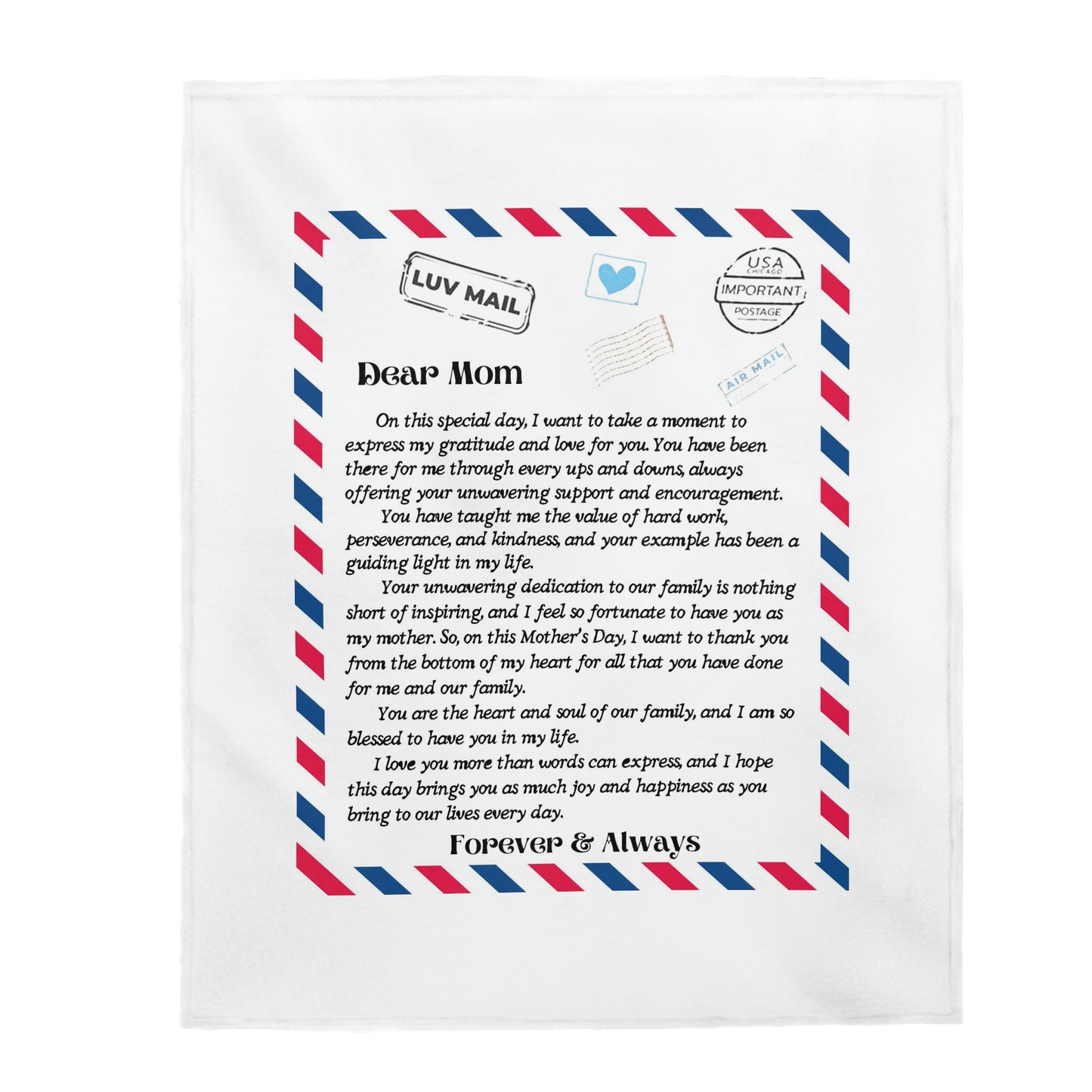 Velveteen Plush Blanket-Gift for Mothers day, Anniversary,Birthday, Any Day