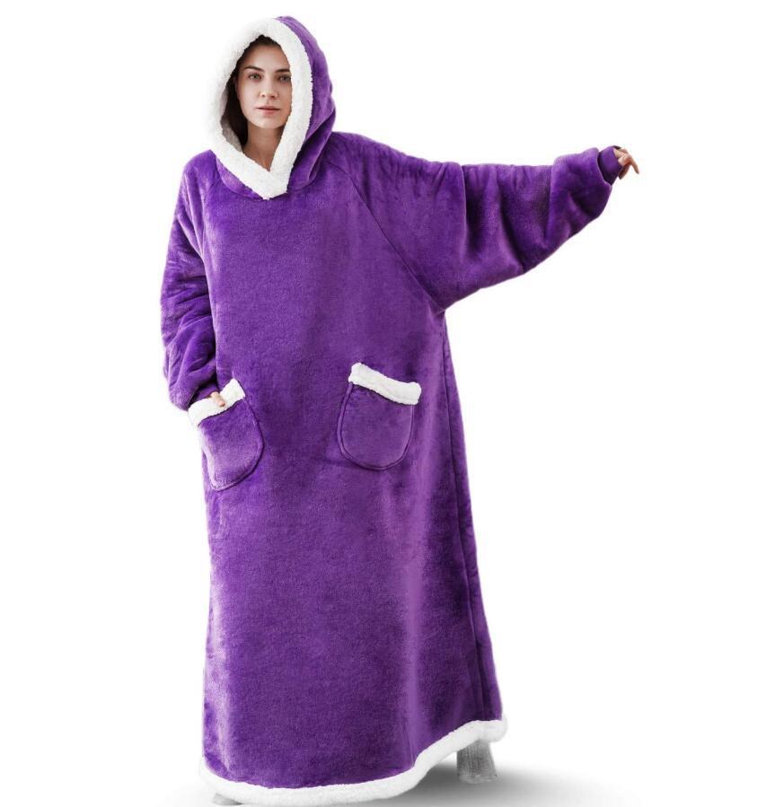 Super Long Flannel Blanket with Sleeves
