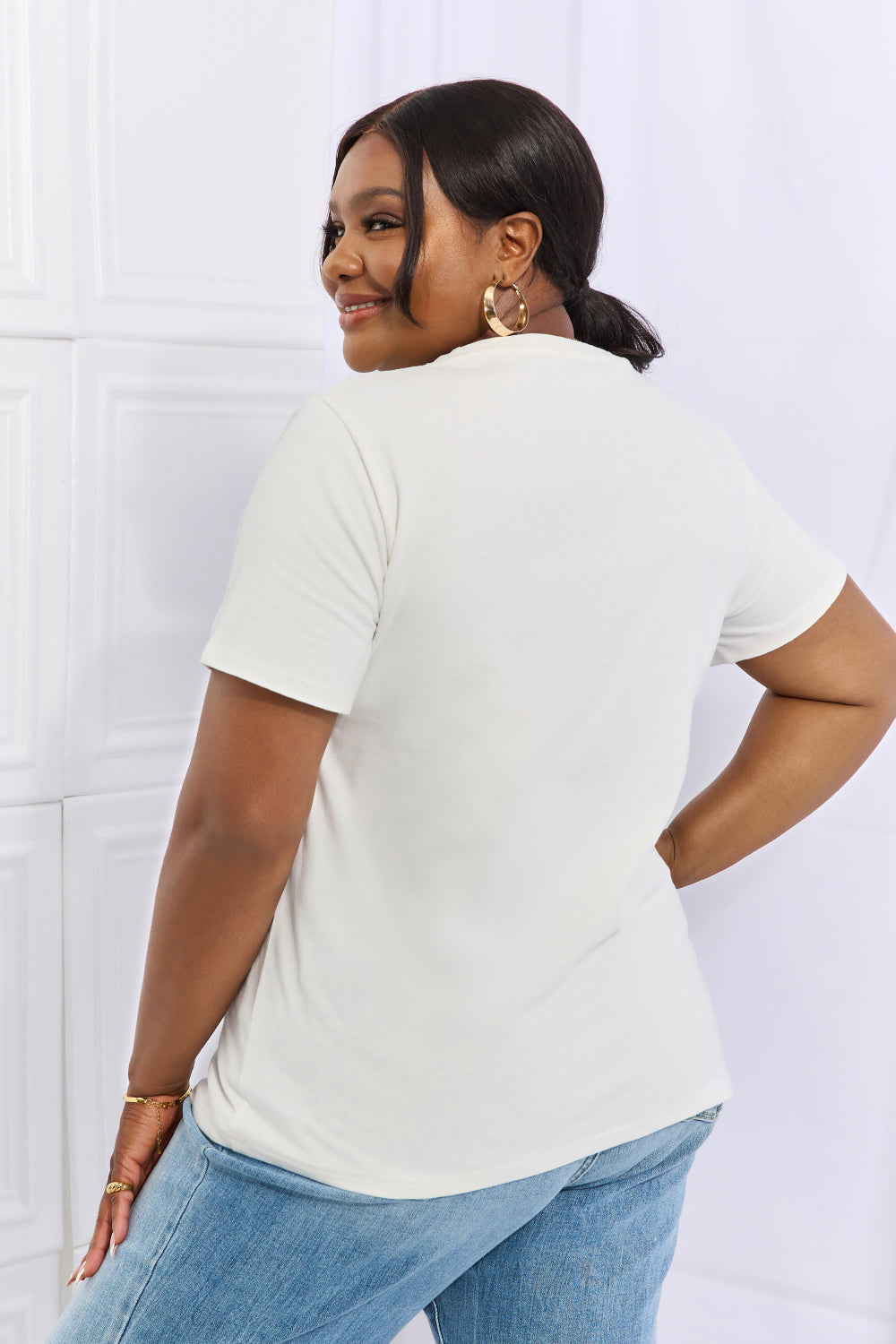 Simply Love Full Size Rainbow Graphic White Cotton Tee