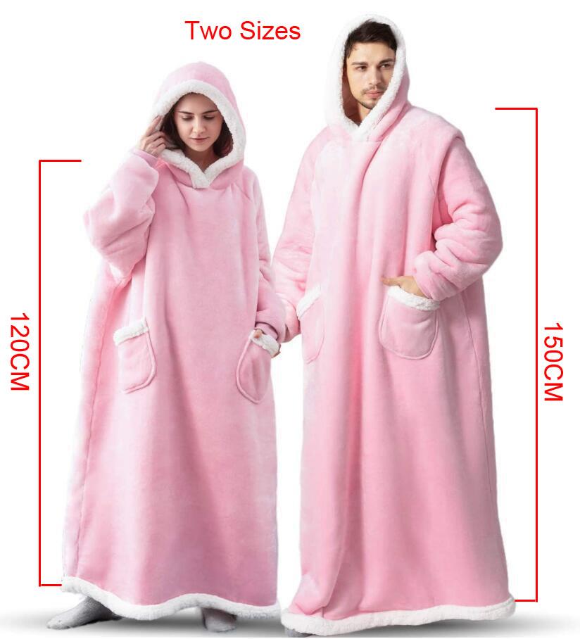 Super Long Flannel Blanket with Sleeves