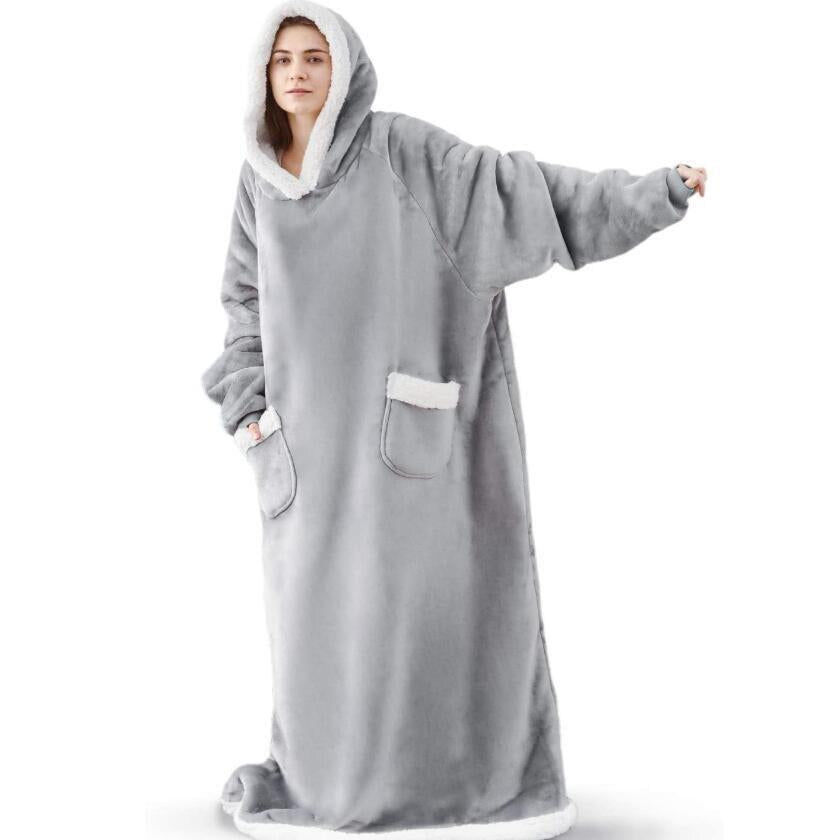 Super Long Flannel Blanket with Sleeves