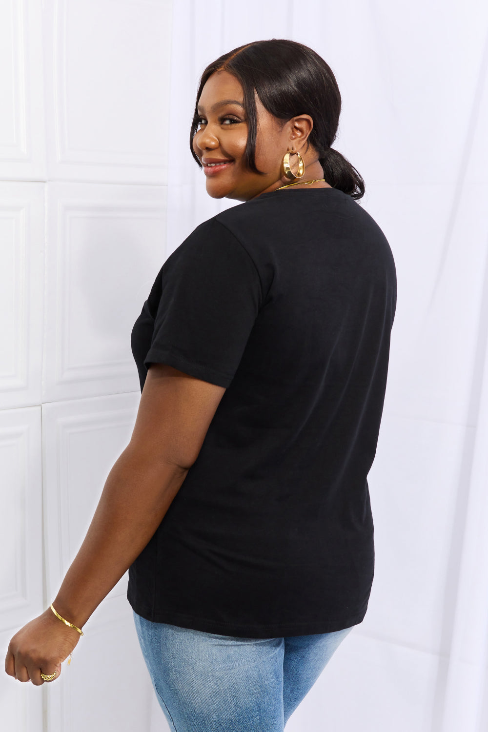 Simply Love Full Size Rainbow Graphic White Cotton Tee