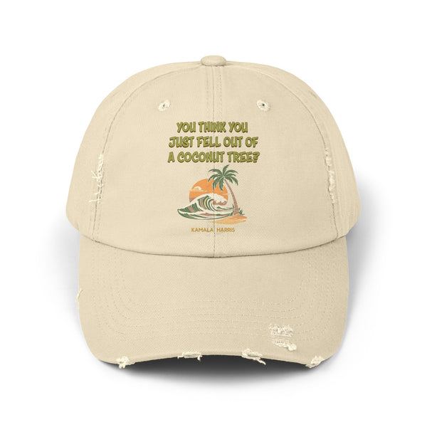 Unisex Distressed Cap - FUNNY COCONUT TREE HAT