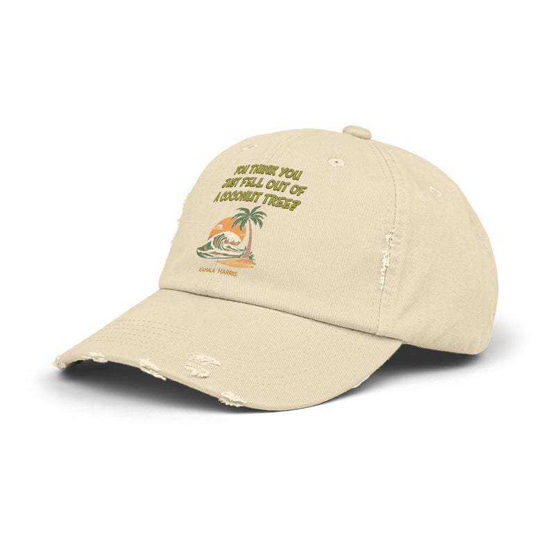 Unisex Distressed Cap - FUNNY COCONUT TREE HAT