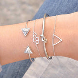 Trendy Gold Silver Crystal Leaf Moon Arrow Cat Bracelet set for Women Geometric Adjustable Bracelet Bangle Pulseiras