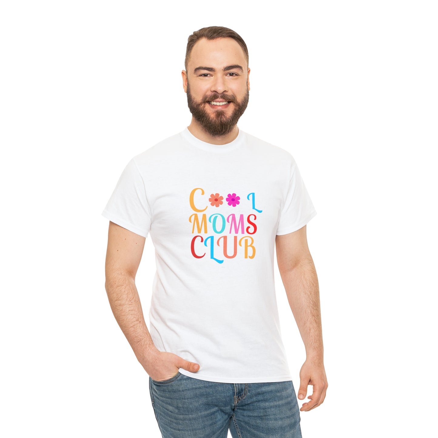 White Cool Moms Club Unisex Heavy Cotton Tee