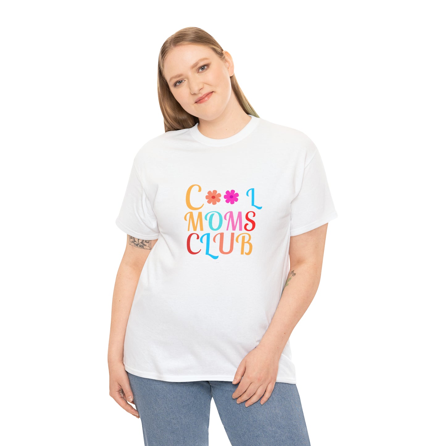 White Cool Moms Club Unisex Heavy Cotton Tee