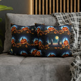 Halloween Pumpkin Spun Polyester Square Pillow Case