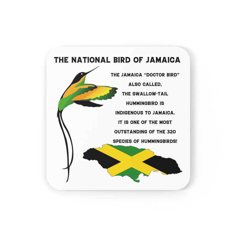 High Gloss Jamaican Humming Bird Customized Coasters - Corkwood Coaster Set -