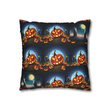 Halloween Pumpkin Spun Polyester Square Pillow Case