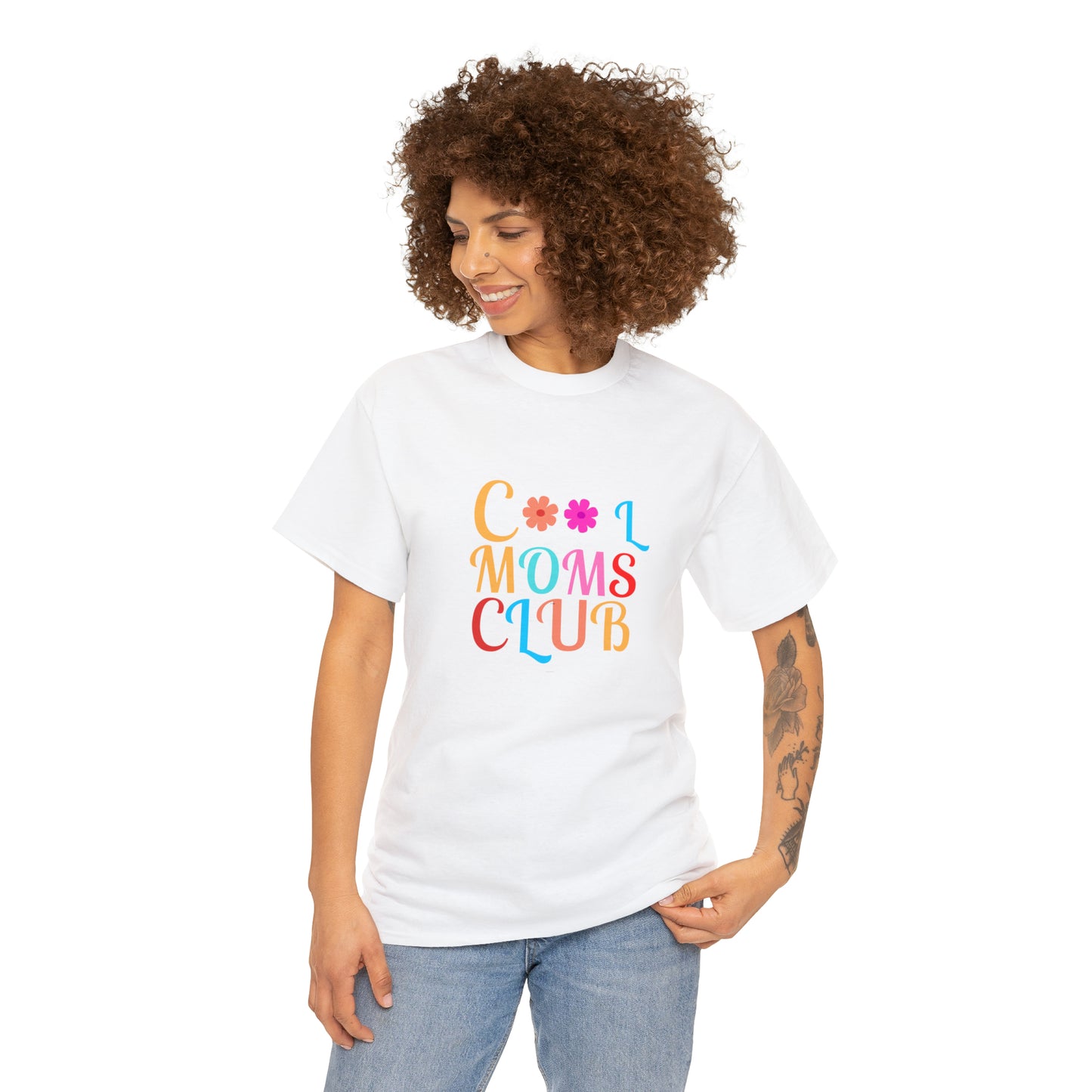 White Cool Moms Club Unisex Heavy Cotton Tee