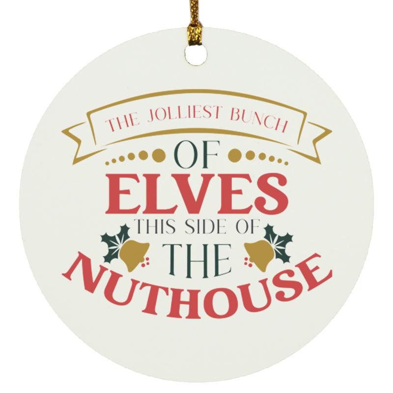 The Jolliest Bunch of Elves Circle Ornament