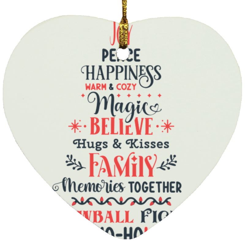 Christmas Word Art SUBORNH Heart Ornament