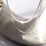 2023 S925 Silver Double Layer Box Chain Snake Clavicle Chain Necklace Female Fashion Hip-hop Retro Unique Design Fine Jewelry