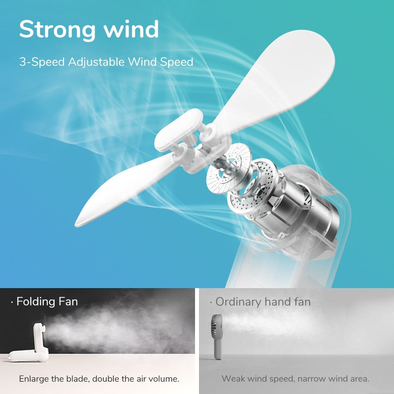 Summer Savior: Pocket-Sized Powerhouse - Your Personal USB Rechargeable Mini Fan and Flashlight Combondheld Fan USB 4800mAh Recharge Hand Held Small Pocket Fan with Power Bank Flashlight Feature