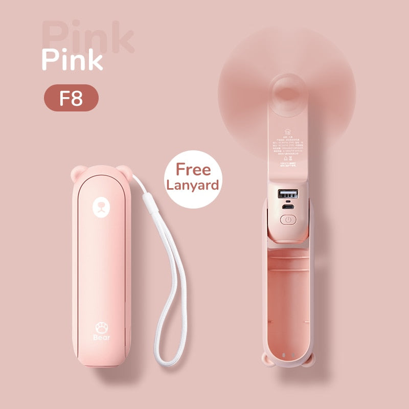 Summer Savior: Pocket-Sized Powerhouse - Your Personal USB Rechargeable Mini Fan and Flashlight Combondheld Fan USB 4800mAh Recharge Hand Held Small Pocket Fan with Power Bank Flashlight Feature