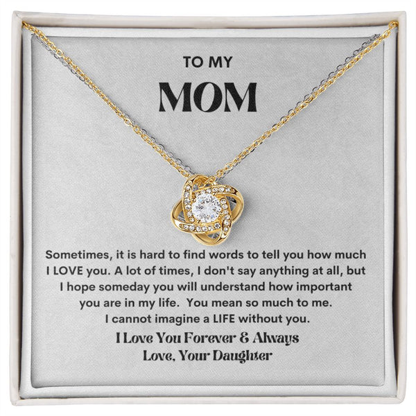 Mom Love Knot Necklace & Message Card - Mothers Day Anniversary