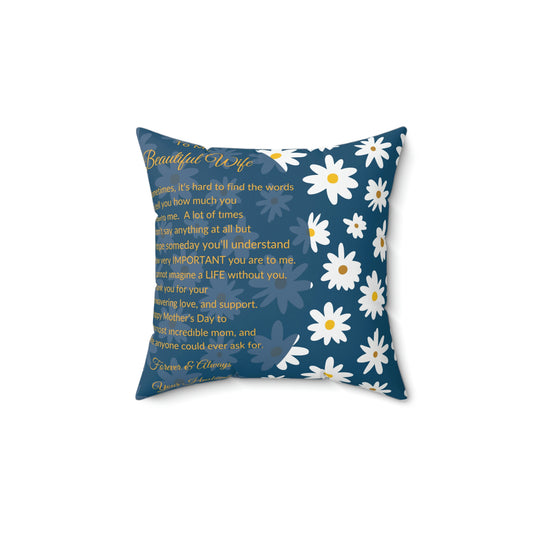 Faux Suede Square Pillow - SOFT TO THE TOUCH - WIFE, MOM, FRIEND - CUSTOMIZABLE