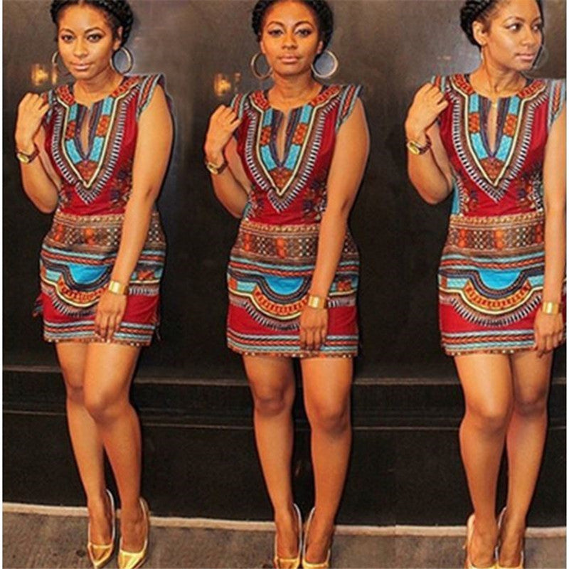 New African Print Dress Casual Women Dress Ladies Skirt