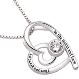 Mother's Day Gift "I Love you to the Moon & Back" Crystal Pav'e Heart Necklace