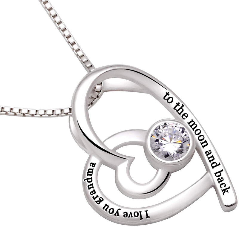 Mother's Day Gift "I Love you to the Moon & Back" Crystal Pav'e Heart Necklace