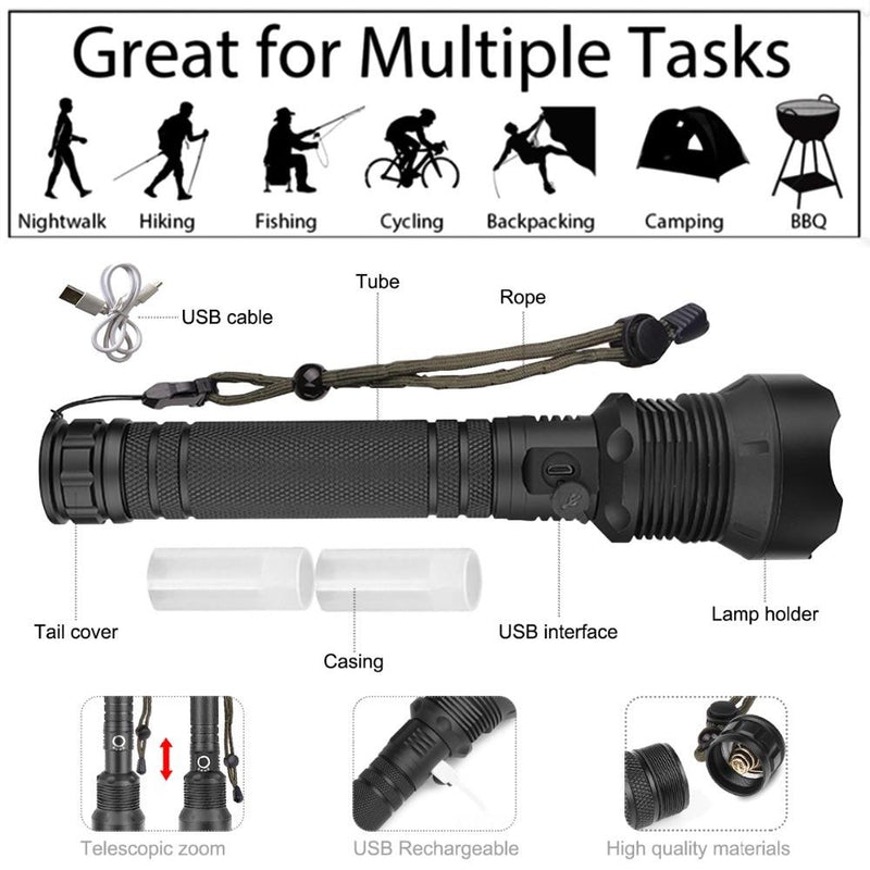 LED Rechargeable Tactical Flashlight -Perfect For Emergencies - Don't get caught in the dark!