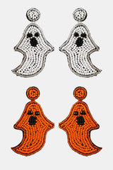 Ghost Shape Beaded Dangle Earrings