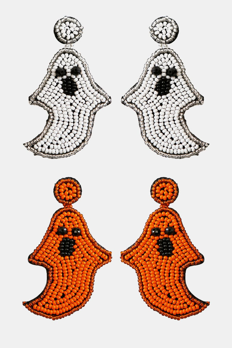 Ghost Shape Beaded Dangle Earrings