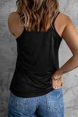 Double-Strap Notched White Neck Tank