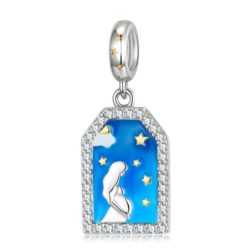 Mothers Pregnant With Life Pendant Mother's Day Beads S925 Sterling Silver DIy Enamel Colored Beads Accessories