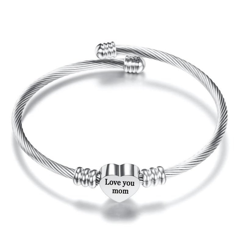 Mother's Day Special! Quote Stainless Steel Heart Charm Bangle