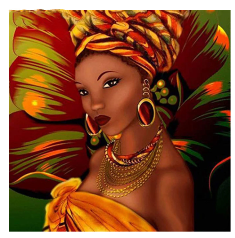 African Woman Diamond Painting Mosaic Portrait Wall Art