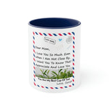 Accent Mug, 11oz Customizable for Mom, Daughter, Son, Bonus Daughter, Aunt, Dad, Brother, Sister, Friend, or anyone.