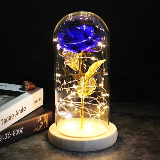 NEW Flower Beauty and the Beast Led Eternal Rose in Glass Artificial Flowers