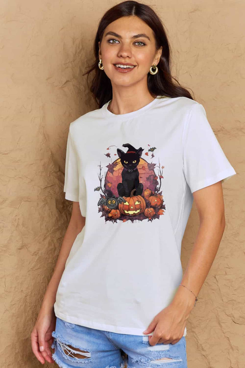 Simply Love Full Size Halloween Theme White Graphic T-Shirt