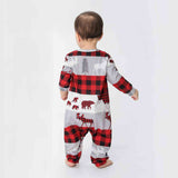 Baby Reindeer & Plaid Round Neck Jumpsuit