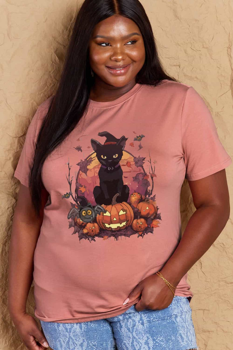 Simply Love Full Size Halloween Theme White Graphic T-Shirt