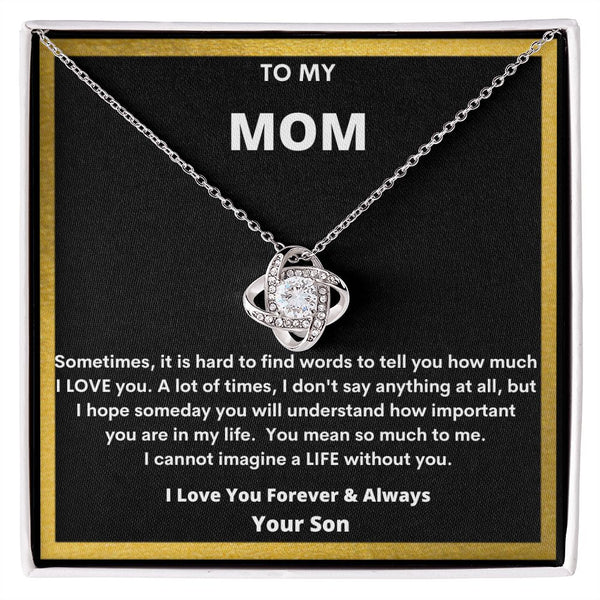 To Mom - Love Knot Necklace - For Mother's Day - Birthdays-Anniversaries -