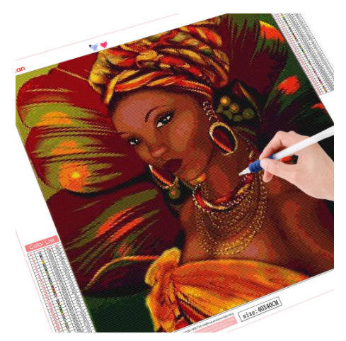 African Woman Diamond Painting Mosaic Portrait Wall Art