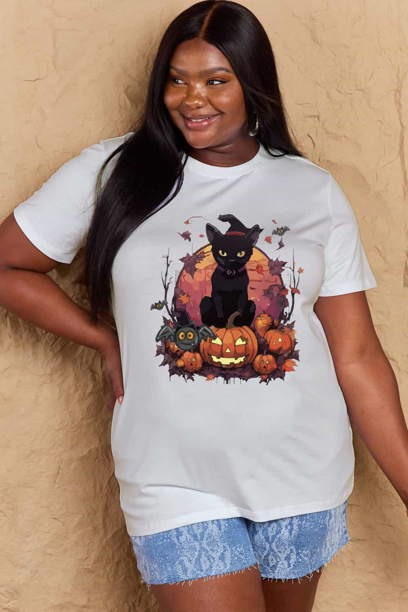 Simply Love Full Size Halloween Theme White Graphic T-Shirt