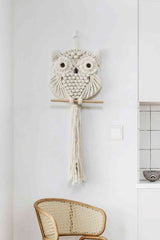 Hand-Woven Owl Macrame Wall Hanging