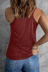 Double-Strap Notched White Neck Tank