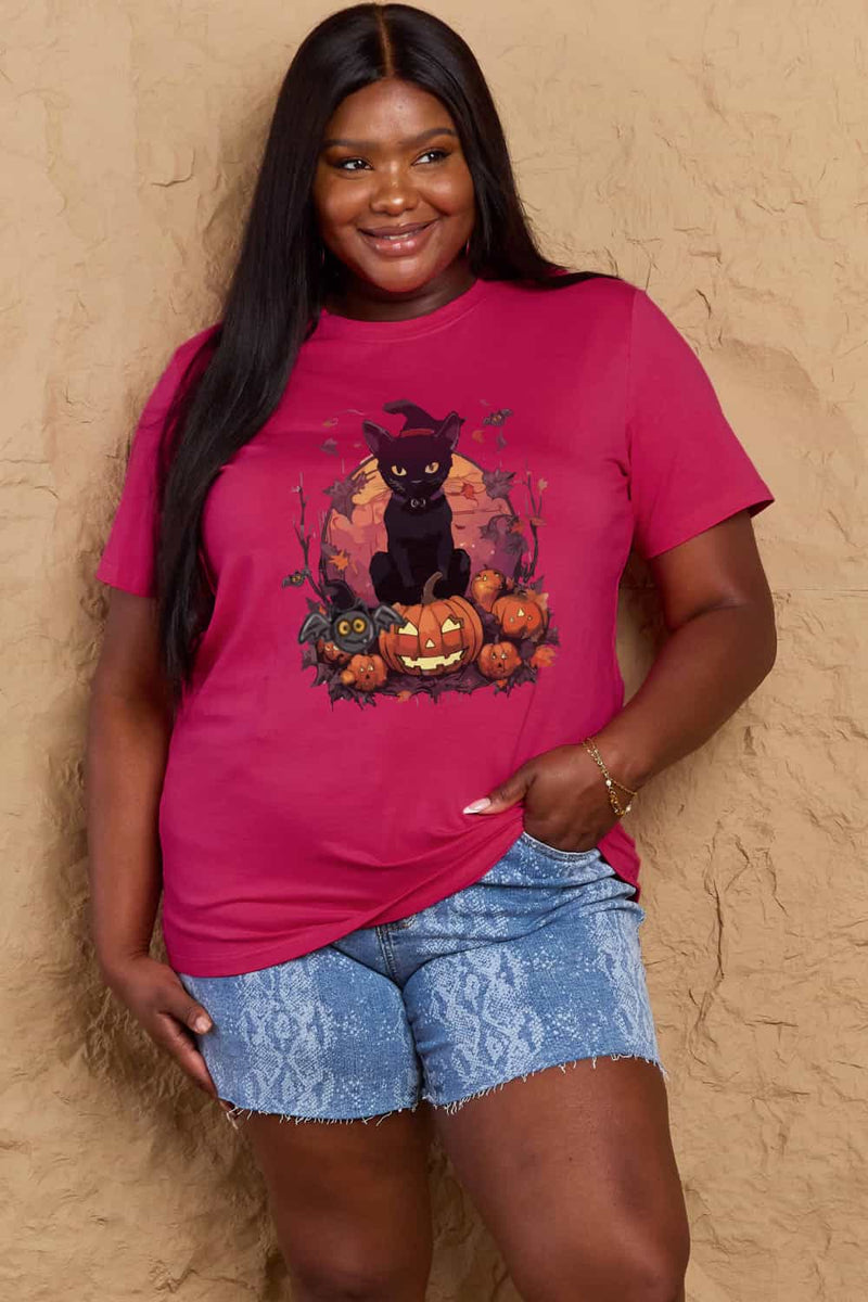 Simply Love Full Size Halloween Theme White Graphic T-Shirt