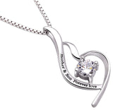 Mother's Day Gift! I Love You To The Moon & Back Austrian Elements Necklace in 14K White Gold ITALY Made