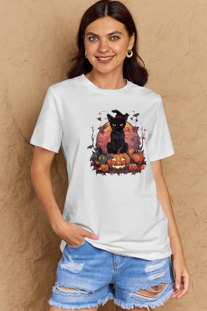 Simply Love Full Size Halloween Theme White Graphic T-Shirt