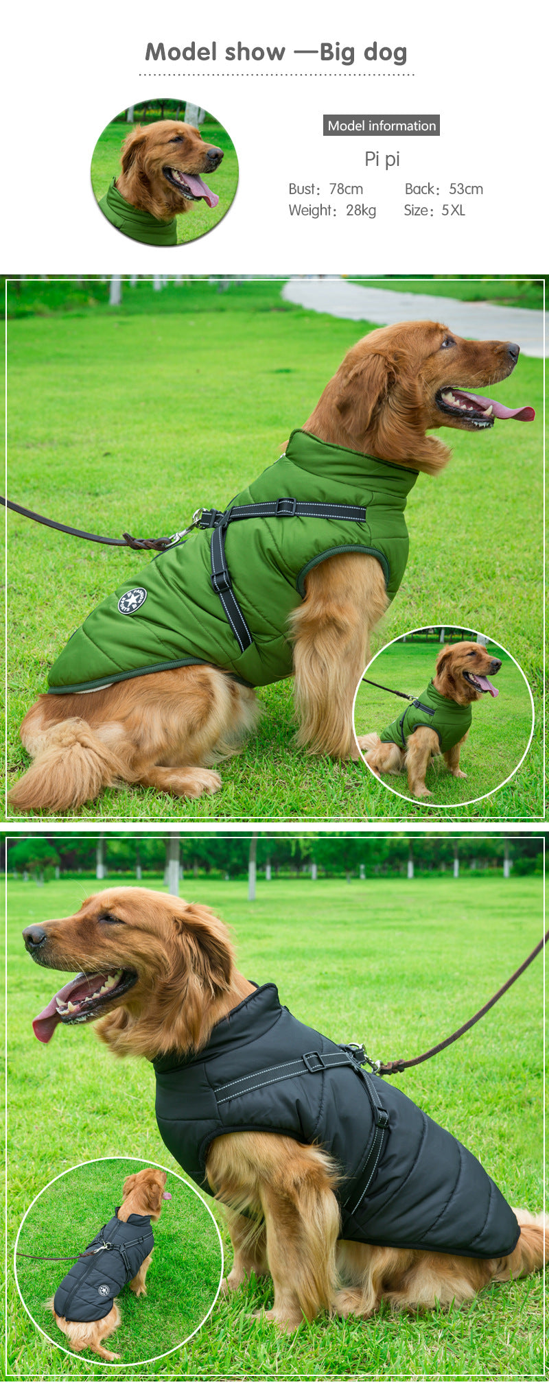 Reflective Large Dog Clothes Cold-proof Warm Pet Coat Waterproof Autumn And Winter Dog Shell Coat